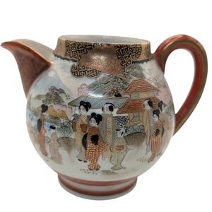 Antique Japanese Small Teapot Hand Painted Design Meiji Period Bone China No Lid